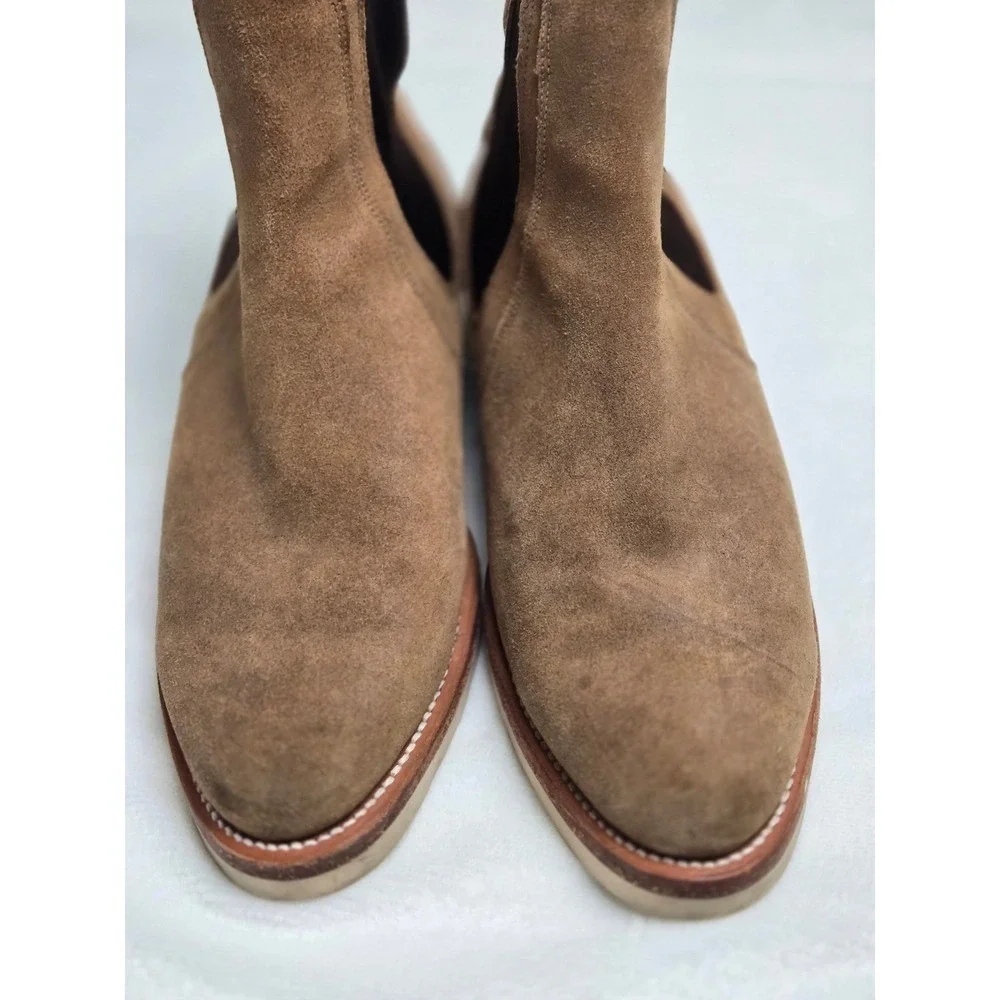 Vintage Tecovas The Chance Mens Sand Suede Chelsea Boots 10D Handmade Mexico